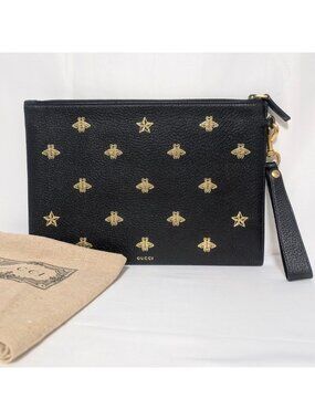 Gucci Leather Bi Black Clutch